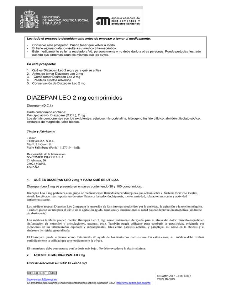 DIAZEPAM VIR 2 MG COMPRIMIDOS EFG
