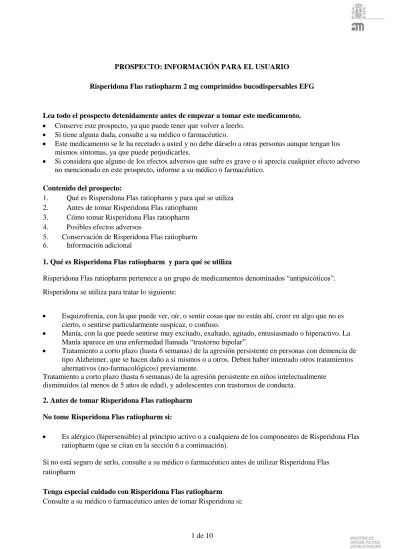 RISPERIDONE FLAS TEVA-RATIOPHARM 2 mg ORALLY DISINTEGRATING TABLETS