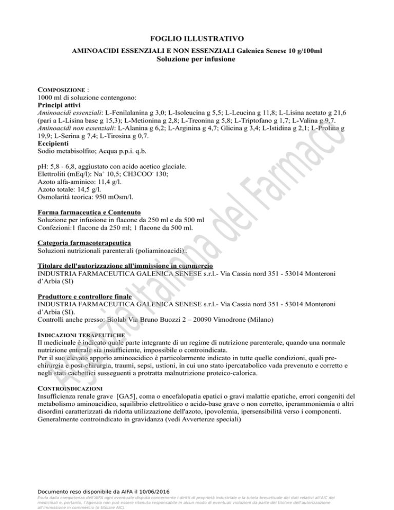 AMINOACIDI SELETTIVI GALENICA SENESE