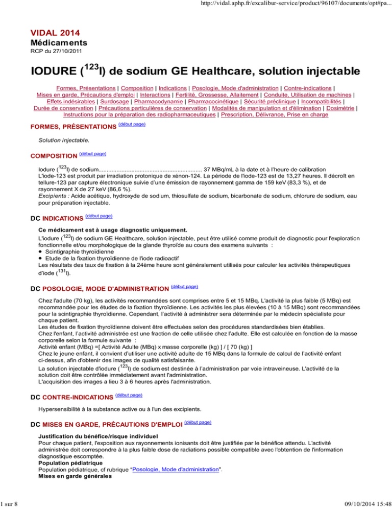 SODIO IODURO (123I) GE HEALTHCARE