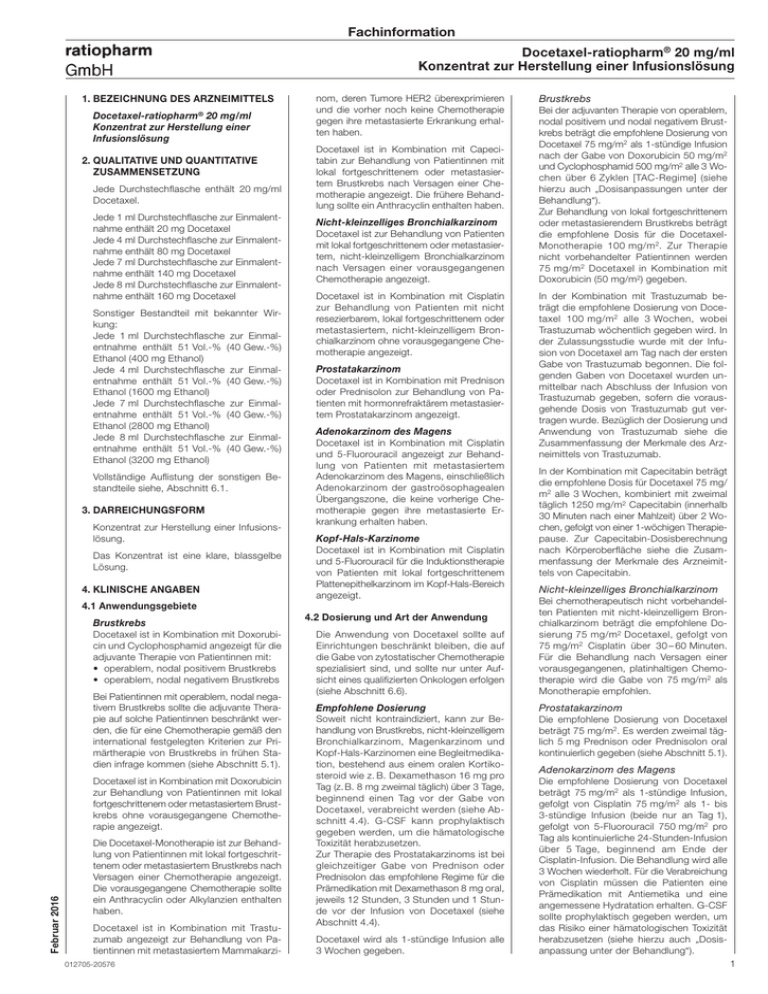 DOCETAXEL RATIOPHARM ITALIA