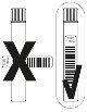 Two test tubes with caps and bar code labels, one with a blue cap and one with a red cap