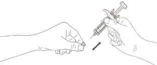 Рука, держащая шприц с иглой, вводимой в кожу, показывающая угол и указание глубины