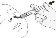 Hand injecting medication with syringe into skin, black arrow indicates direction of needle insertion