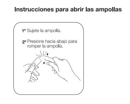 Hands holding a glass ampoule breaking it with downward pressure on the top part