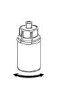 Флакон з прикріпленим Mix2Vial і рухом, спрямованим за годинниковою стрілкою