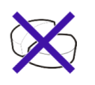 Desenho de uma tablet riscada com um X, com uma linha grossa azul, simbolizando a proibição de dividir ou partir