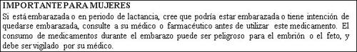Informative text about precautions of the medicine in pregnant or breastfeeding women, consult a doctor