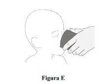 Hand applying an adhesive patch on the cheek of a profiled face with a fine line contour