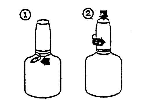 Fiala medicinale con tappo di gomma e protezione in plastica, prima e dopo la rimozione del coperchio protettivo