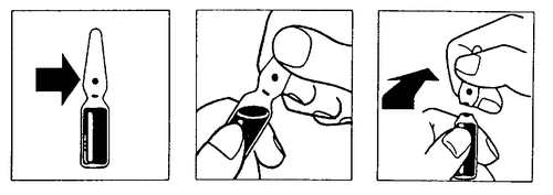 Fiala di vetro con stantuffo nero, mano che la tiene e la inclina per prelevare il liquido con l