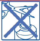 Pinza metallica barrata da una grande croce blu su sfondo bianco simbolo di divieto d