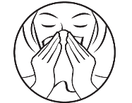 Donna che starnutisce o tossisce coprendo naso e bocca con l