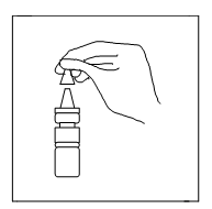 Mano che tiene un contagocce sopra un flacone farmaceutico con quattro sezioni rettangolari bianche sovrapposte