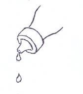 Flacone contagocce stilizzato con una goccia che cade dalla punta e un