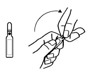 Fiala di medicinale accanto a una mano che tiene un dispositivo autoiniettante premendo il pulsante di attivazione