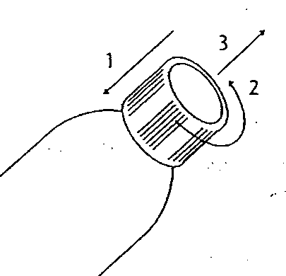 Dispositivo cilindrico con scanalature e due frecce numerate 1 e 3 che indicano le estremità e la direzione del flusso