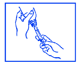 Mano che tiene una siringa pronta per l