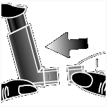 Iniettore penna con ago inserito e freccia che indica la direzione di iniezione sottocutanea
