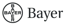 Logo aziendale Bayer con la croce stilizzata nera su sfondo bianco e il nome Bayer in caratteri eleganti