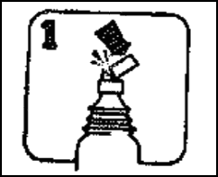 Fiala medicinale con stantuffo che preleva il liquido da un flacone superiore con tappo di gomma