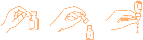 Mani che preparano una soluzione iniettabile da un flaconcino, con gocce che cadono e un contenitore secondario