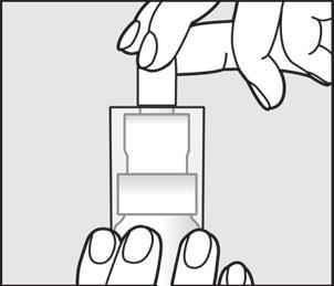 Mano che tiene un dispositivo medico bianco con un connettore quadrato grigio per l