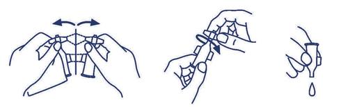 Mani che tengono e preparano un dispositivo autoiniettante con una goccia che cade dal beccuccio laterale