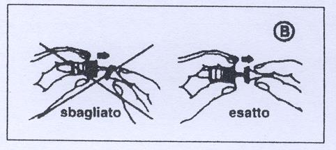 Due schemi mostrano il corretto e scorretto posizionamento di un dispositivo medico tra due vasi sanguigni con etichette