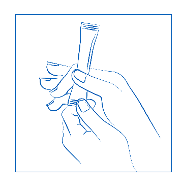 Mano che stringe un tubetto medicinale bianco con tappo a vite e pressione esercitata