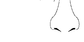 Due punte nere rivolte verso il basso su sfondo bianco con linee curve sopra