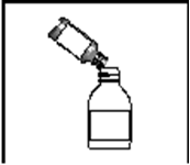 Fiala di vetro con tappo nero e ago collegato per l