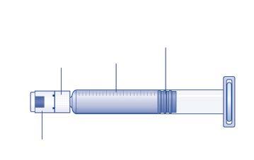 Siringa sterile trasparente con stantuffo grigio e ago metallico, indicazioni di misurazione graduate sul cilindro