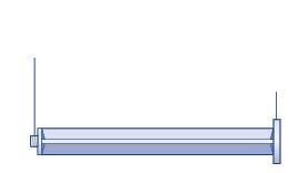 Fiala di vetro trasparente con stantuffo e ago metallico collegati da un tubo flessibile blu