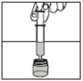 Soluzione trasparente in fiala di vetro con tappo nero e connessa a un tubo flessibile con attacco superiore