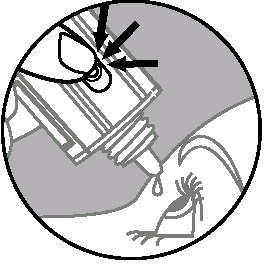 Fiala di vetro con ago e goccia, frecce nere indicano il punto di iniezione su una zampa di topo stilizzata