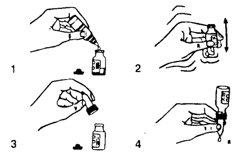 Preparazione del farmaco iniettabile con quattro passaggi: ricostituzione in flacone, aspirazione, inversione e somministrazione