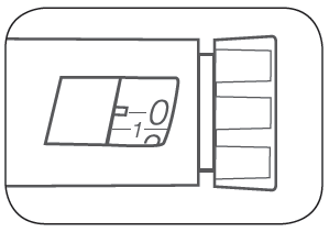 Schema di un dispositivo medico con schermo digitale e pulsanti laterali che indicano valori numerici