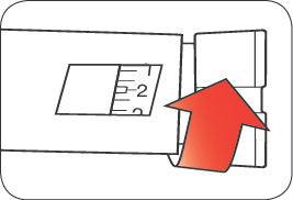 Fiala di vetro con scala graduata e stantuffo arancione che indica la direzione di estrazione