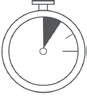 Cronometro circolare con lancetta che indica un breve intervallo di tempo, design in bianco e nero semplice