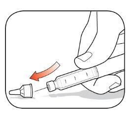 Mano che tiene una penna iniettabile con ago inserito e freccia rossa che indica la direzione di iniezione