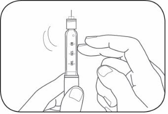 Penna per iniezione con numeri indicanti le unit&agrave; di dosaggio tenuta in mano pronta per l