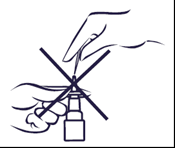 Mano che tiene una fiala medicinale con una grossa croce rossa sovrapposta a indicare il divieto di utilizzo