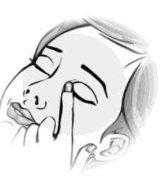 Profilo di un volto che mostra la bocca aperta e una goccia che cade dall