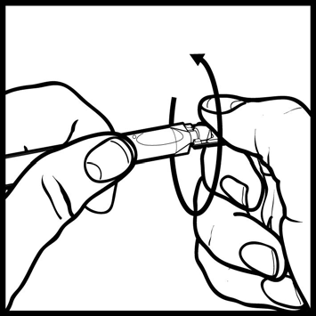 Mani che tengono e ruotano un connettore su un dispositivo medico cilindrico con un