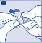 Mani che stringono un dispositivo medico cilindrico con una freccia che indica la direzione di rotazione