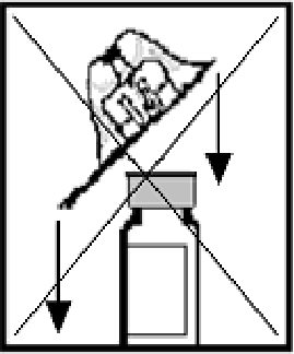 Fiala medicinale con tappo e ago che penetra verticalmente, frecce indicano la direzione di inserimento e prelievo