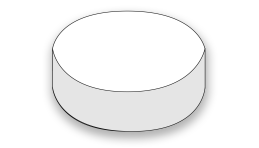 Capsula cilindrica bianca con ombreggiatura leggera che ne definisce la forma e il volume