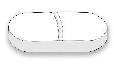 Capsula farmaceutica bianca oblunga con linea di frattura centrale visibile