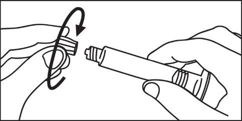 Mani che assemblano due componenti cilindrici di plastica, uno avvitato nell